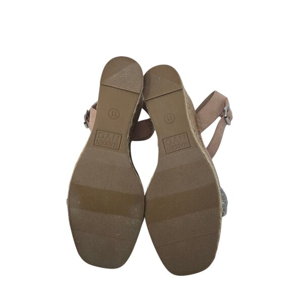 Madden NYC Womens Size 11 Braided Rhinestone Wedge Heel Strappy Sandals - Picture 10 of 16